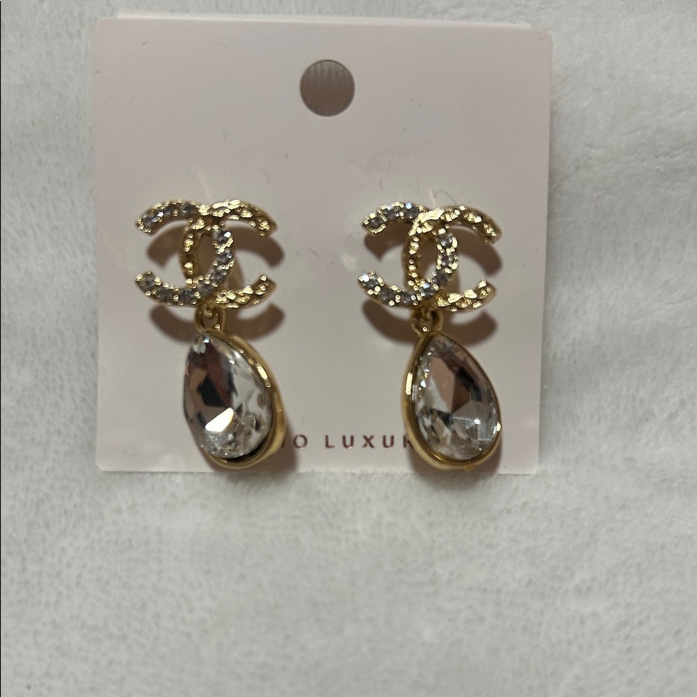 Elegant Gold and Silver Crystal Drop Earrings